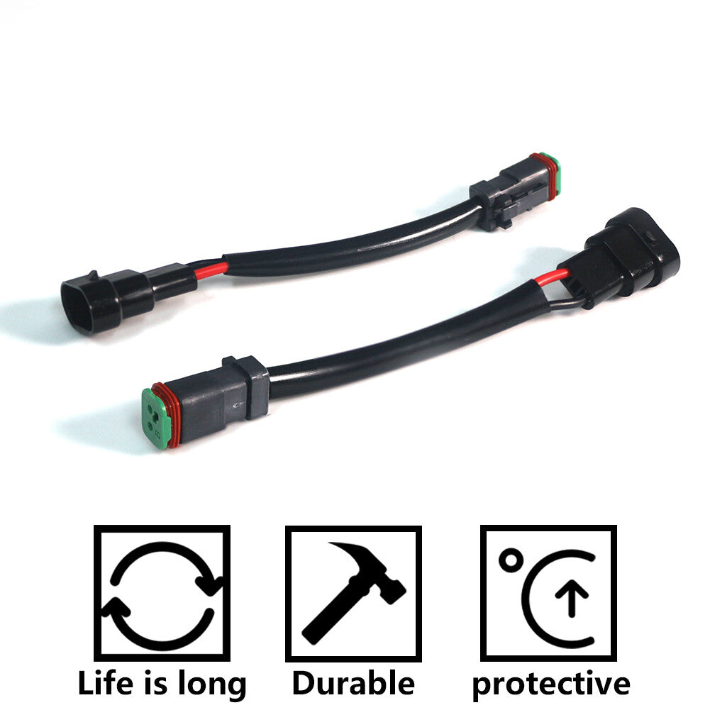 2 pcs Heavy Duty H10/9145/9006 to Dual Output DTP Fog Light Converter Adapter Wires- v