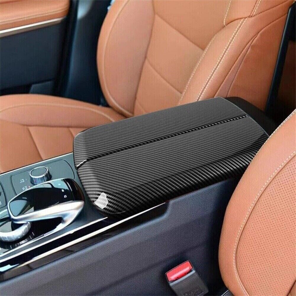 1x Car Center Armrest Box Panel Cover Carbon Fiber Fit for Benz GLS GLE 16 17 18 n