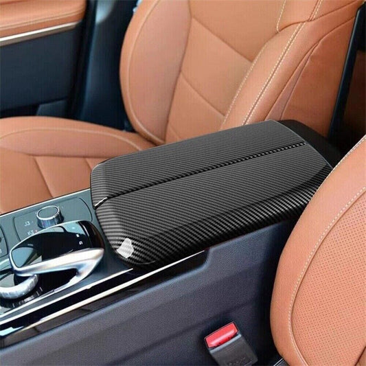 1x Car Center Armrest Box Panel Cover Carbon Fiber Fit for Benz GLS GLE 16 17 18 n