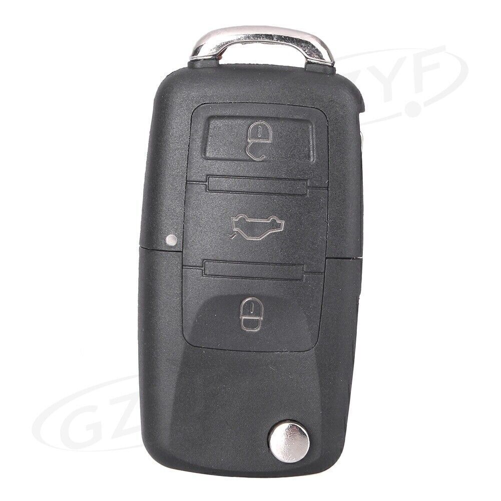Remote Key Shell Fob Case w/Uncut Blank for VW for Jetta for Passat for Golf Black 3-Buttons
