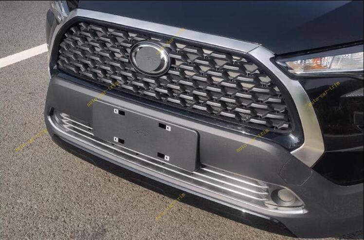 for Toyota for Corolla Cross 22-24 Silver Steel Center Mesh Grille Grill Strip Trim