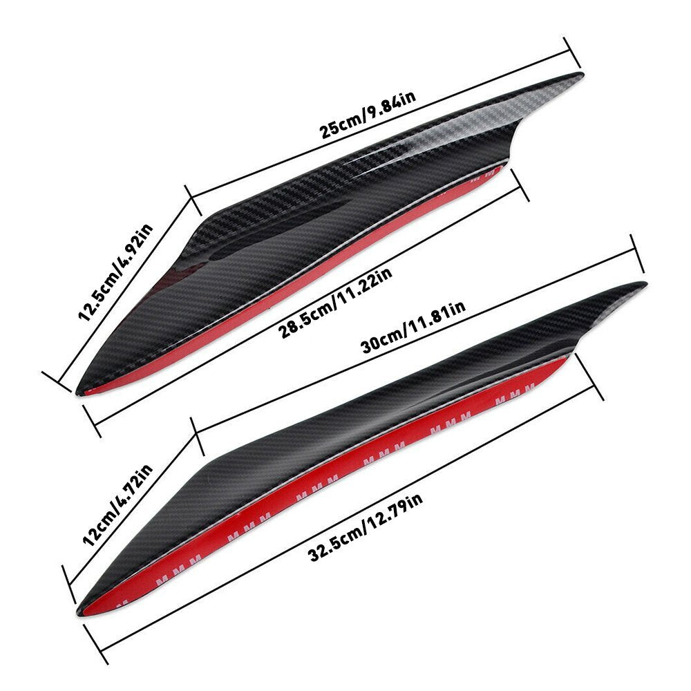 4 Pack Carbon Fiber Car Bumper Canard Fin Splitter Diffuser Valence Spoiler Lip - v