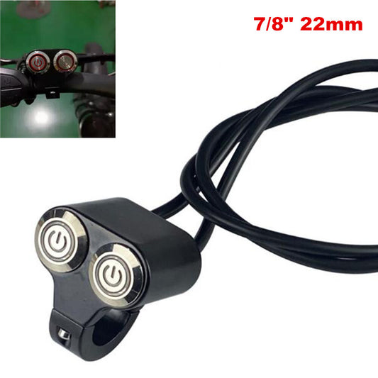 Motorcycle all-terrain vehicle handlebar LED dual-button switch 22mm 7/8 inch motorcycle modification - n