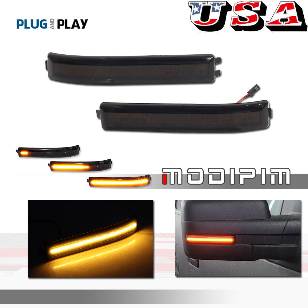 2 smoked lens mirror LED side lights turn signal reflectors suitable for 09-14- v