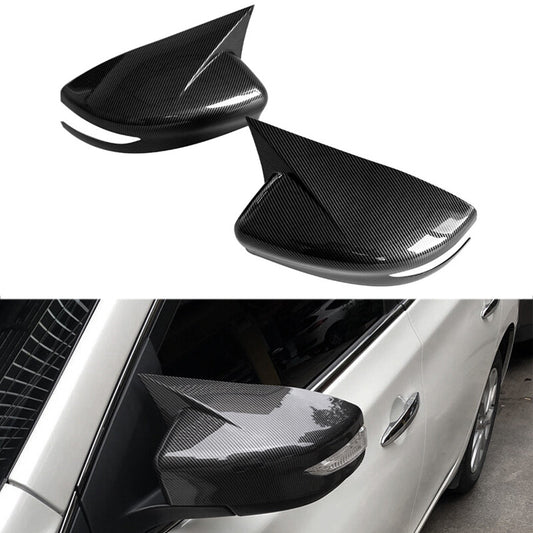 Carbon Style Ox Horn Rearview Mirror Cover Trim Fit for Nissan Maxima 2016-2019