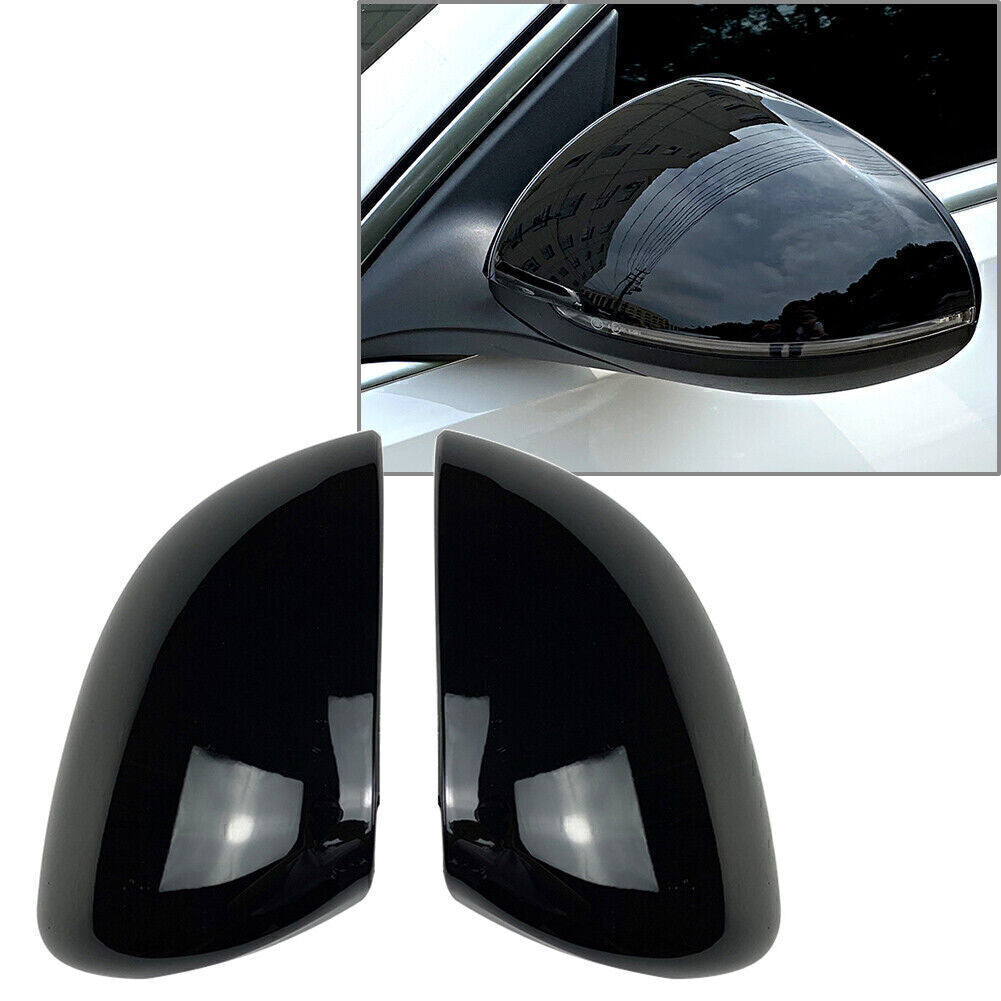 Pair Rear View Mirror Cover Trim Black for Mercedes-Benz C-Class W206