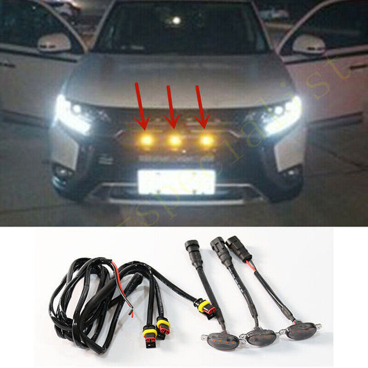 for Mitsubishi Outlander 2019-2024 smoke Style Grill LED Marker Light Kit