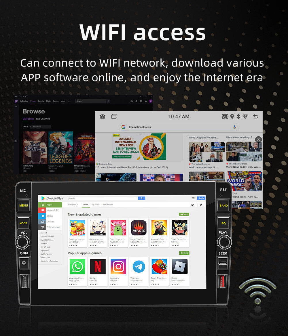 Double 2Din Car Stereo GPS Navigation Radio Player Android 12 WIFI 9in 1+32GB