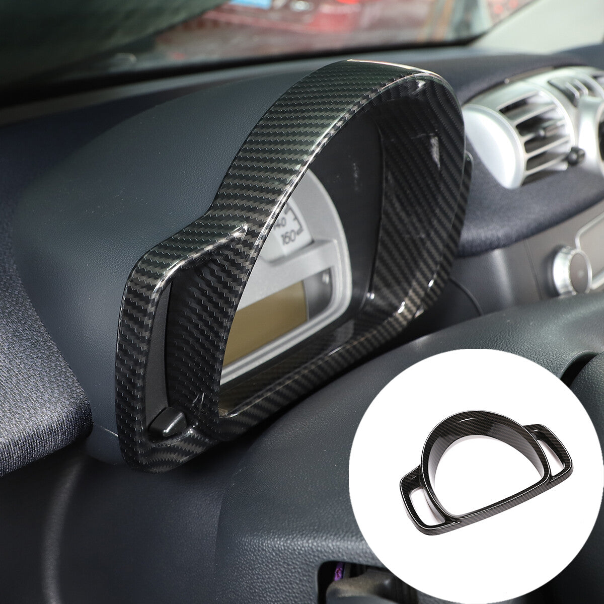 ABS carbon fiber dashboard instrument cover trim for Smart 09-15 n