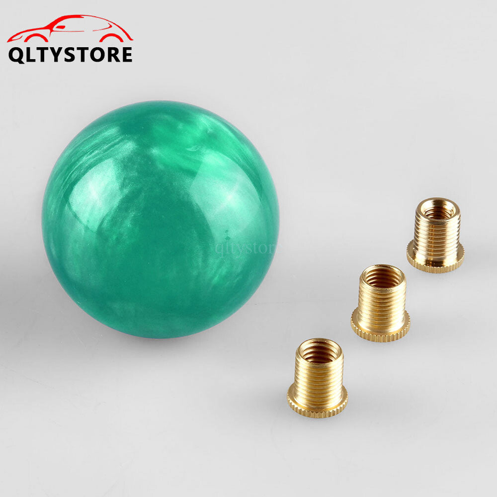 1* Marble Style Round Ball Shift Knob Gear Shifter Head w/3 Adapters Light Green Q