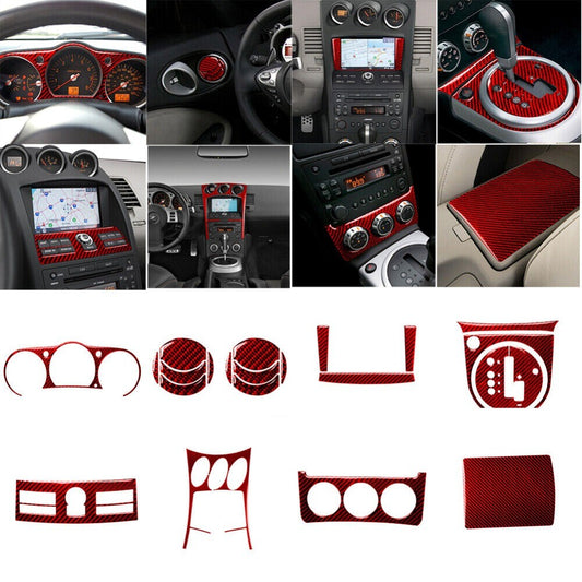 21x Red Carbon Fiber Interior Full Kit Cover Trim For 350Z 2006-2009 New n