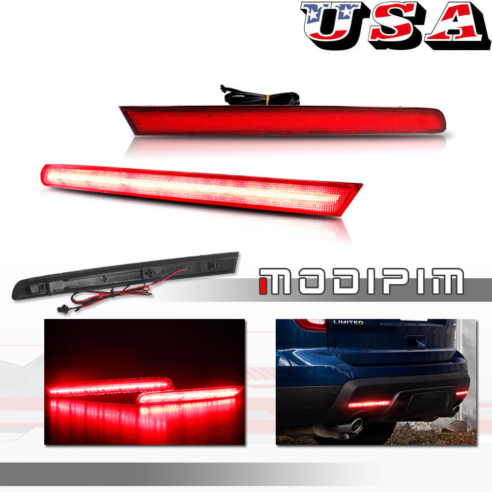 Euro Style Sides LED Bumper Reflector Rear Fog Light for 11 - 2015 for Explorer - v
