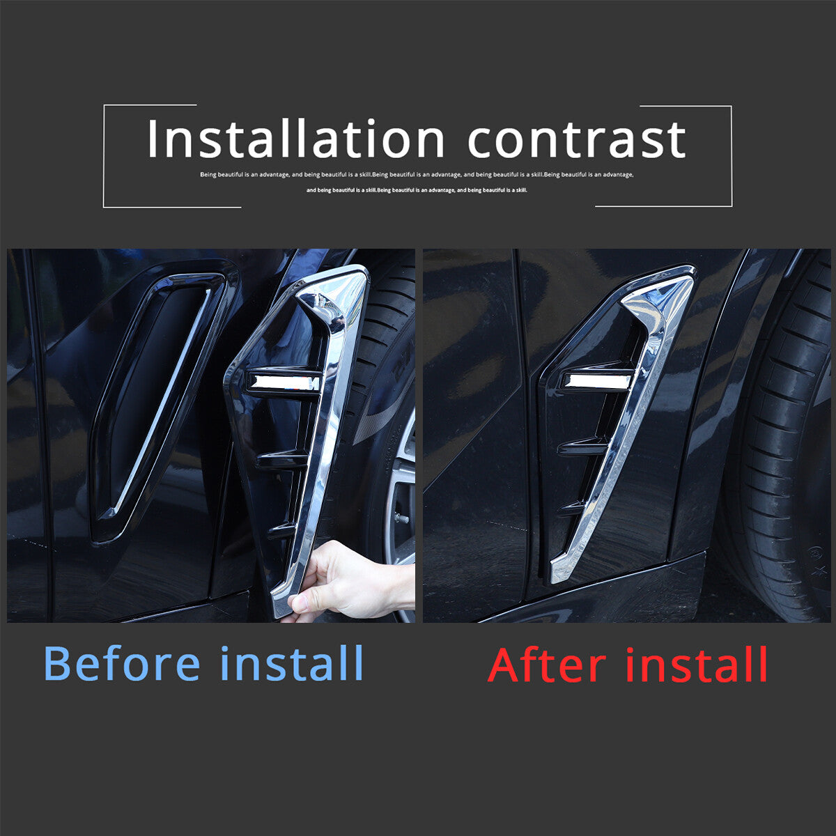 2-Pack Side Airflow Mudguard Ventilation Covers for X5 X5M G05 2019-23 Glossy Sheet n