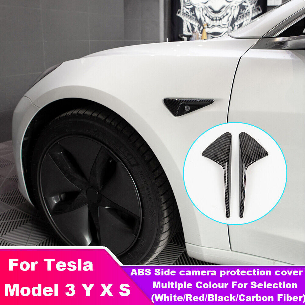 Carbon fiber ABS side camera cover trim for Model Y 3 XS 2PCS n