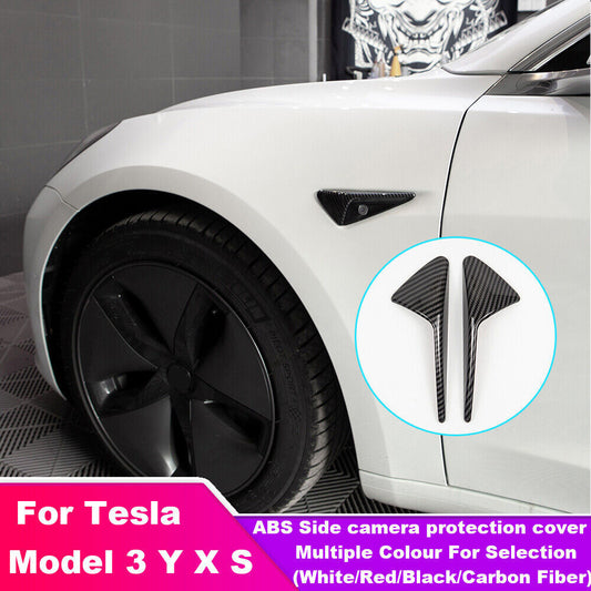 Carbon fiber ABS side camera cover trim for Model Y 3 XS 2PCS n