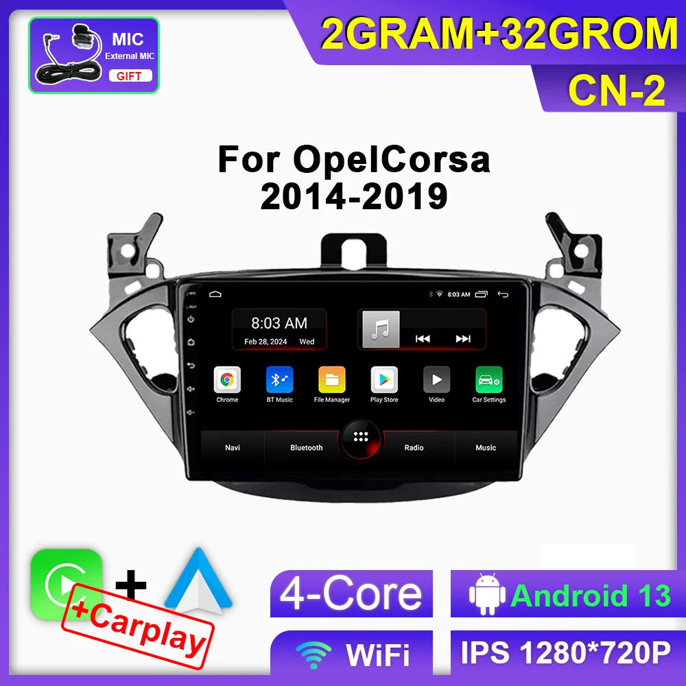 for Opel Corsa E 2014-2019 CarPlay Car Radio GPS Stereo Multimedia Player Screen