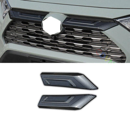 for Toyota RAV4 19-2023 Carbon Fiber Front Center Hood Grille Grill Strip Trims