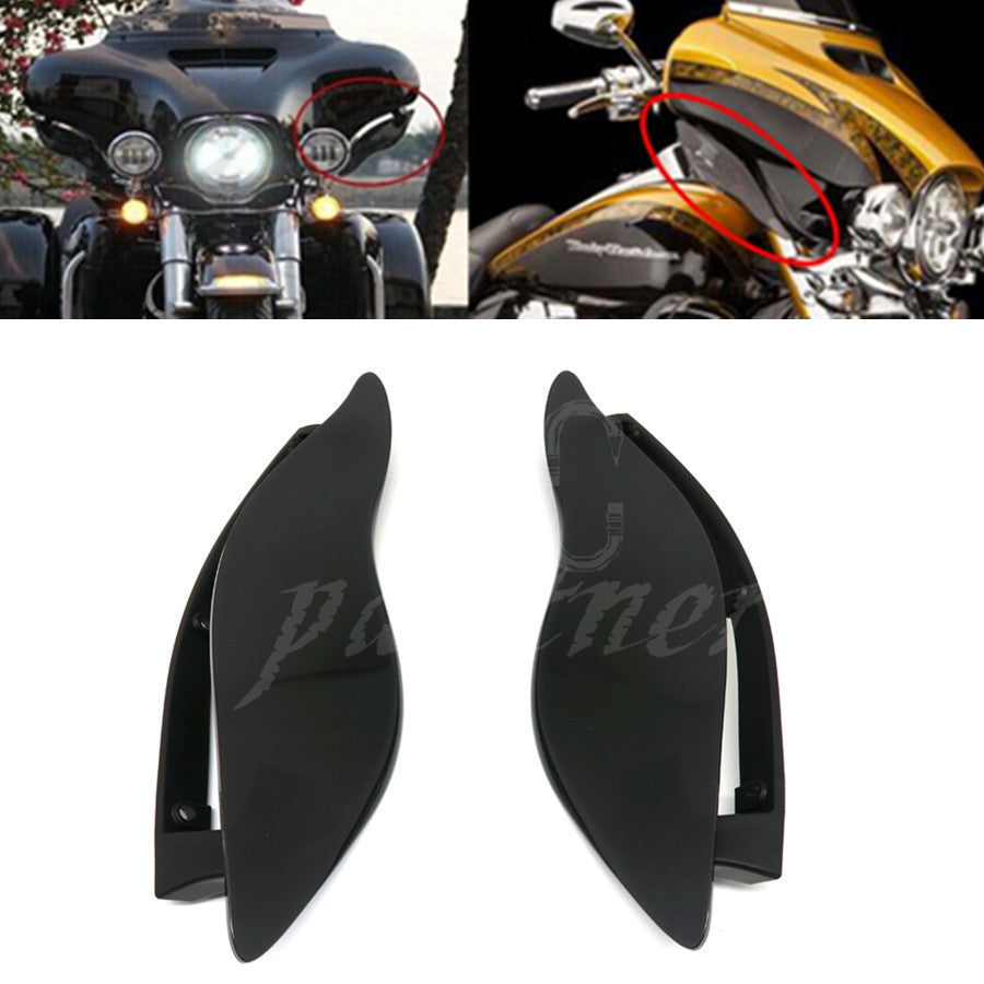 Dark Smoke Plastic Side Wings Air Deflectors for Harley Street Tri Glide 14-16 Q