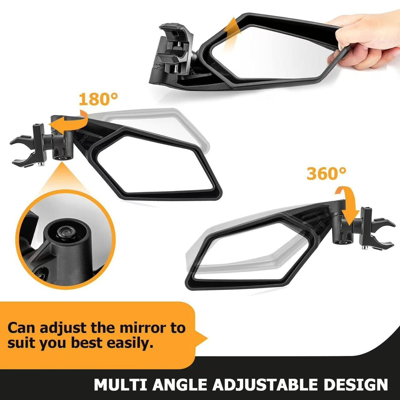 UTV 1.75-2 Adjustable Rear-View Side Mirrors For Can-Am Commander 800 1000 R