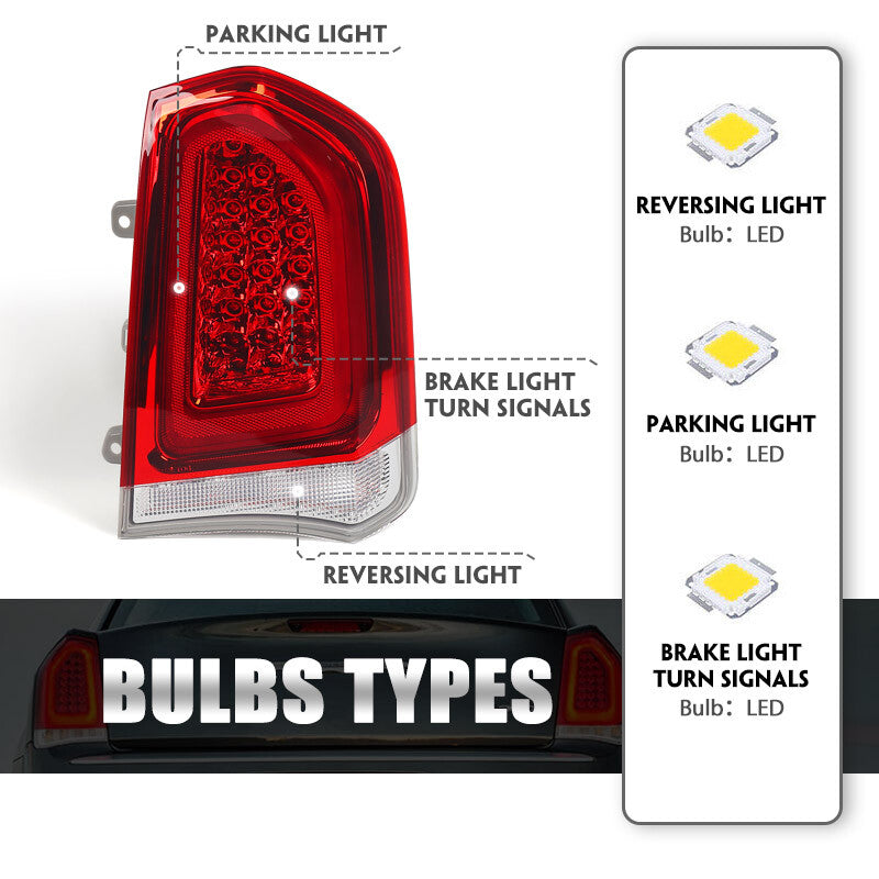 Passenger Fits 2015-2023 for for CHRysler 300 for CHRome Trim Full LED Tail Light Brake - v