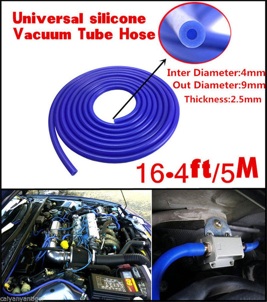 New Car 4mm 5 Meters Blue Silicone Vacuum Tube Hose Pipe Silicon Tubing 16.4ft Q
