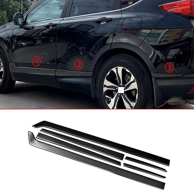 Black Titanium Side Door Body Molding Cover Trim 6p for Honda CR-V CRV 2017-2022