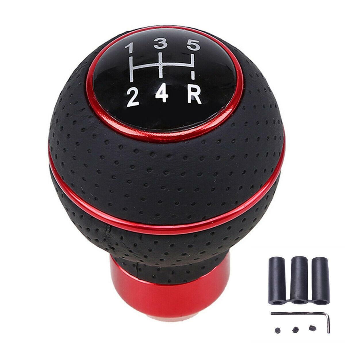 5-speed manual car gear shift lever, gear lever head, PU leather, aluminum - n