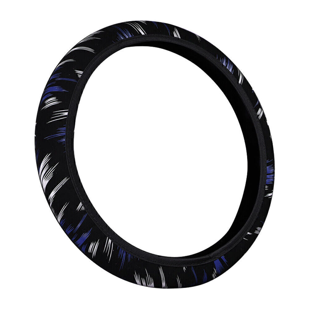 Black-Blue Universal Car Steering Wheel Cover Fit 15/37-38CM PU Leather Grip