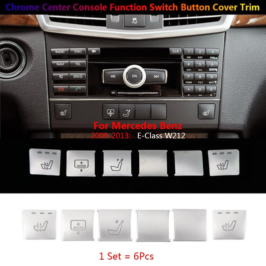6 x for Mercedes-Benz W212 Center Console for Seat Heater Function Switch Cover Trim