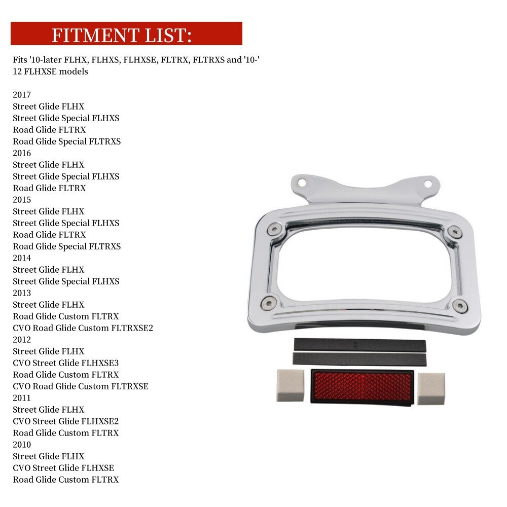 Curved license plate mounting frame for Harley Touring Electra Road Glide Chrome - n
