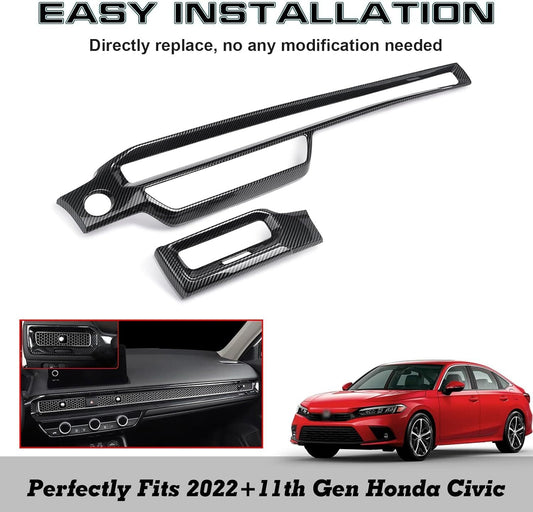 Carbon fiber patterned dashboard AC air socket cover trim for 2022 for Honda for Civic