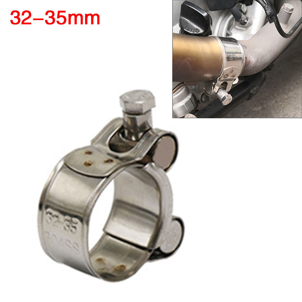 1x Motorcycle Exhaust Pipe Clamp 32-35mm Stainless Steel Muffler Fixed Caliper
