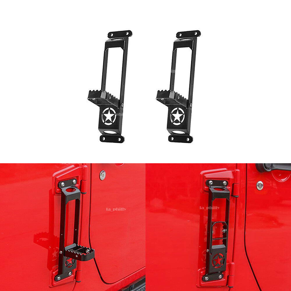 Pair Door Hinge Side Step Foot Rest Pedal Peg Folding Fit For 18-20 for Wrangler JL