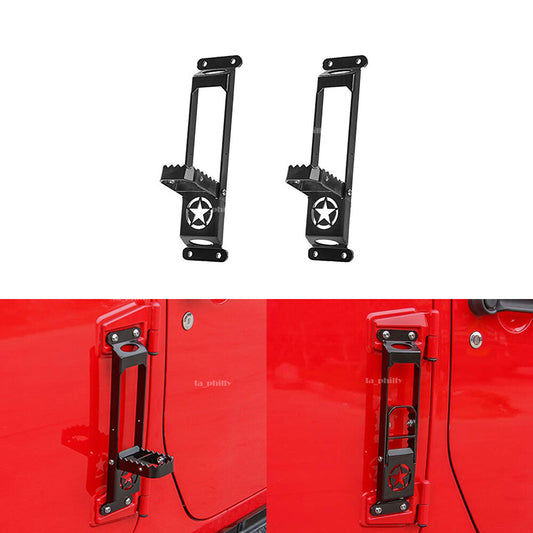 Pair Door Hinge Side Step Foot Rest Pedal Peg Folding Fit For 18-20 for Wrangler JL