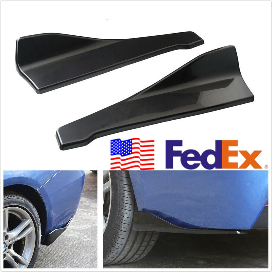 2x Glossy Black Car Bumper Spoiler Rear Lip Angle Splitter Antiscratch Protector