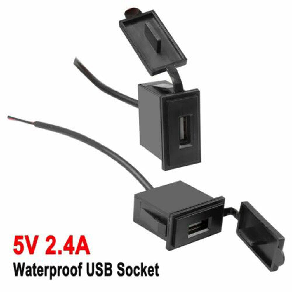 2x for Mini USB for Charger Socket 12V 2.4A Waterproof Power Adapter Outlet Accessories
