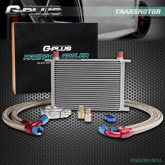 Universal 25 Row 10AN Aluminum Engine Oil Cooler + Filter Adapter Hose Kit - v