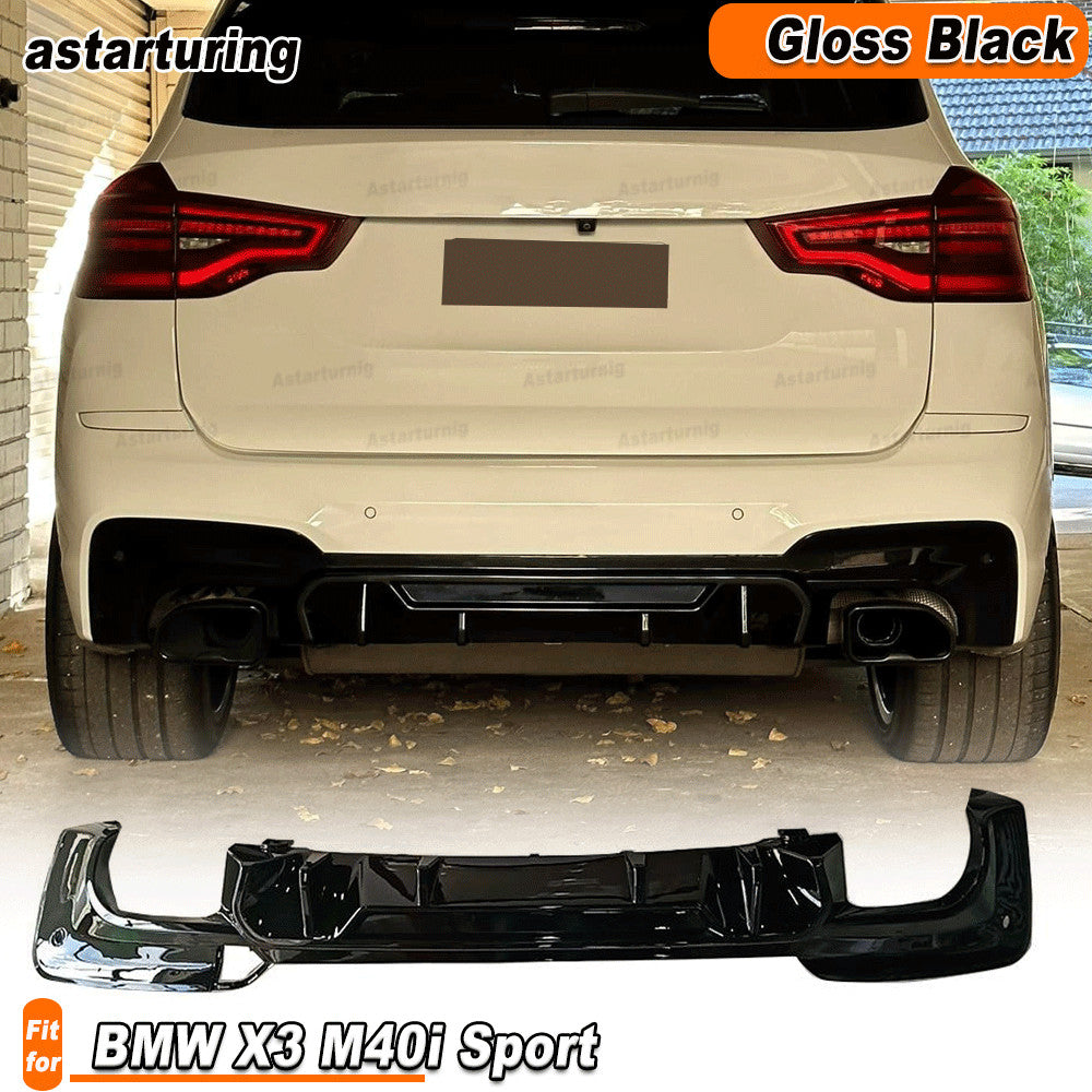 for BMW X3 M40i Sport Rear Bumper Diffuser Spoiler Bodykit PP Glossy Black 18-19