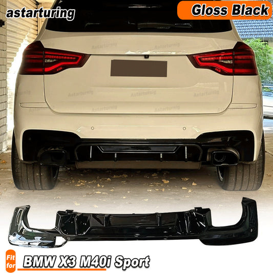 for BMW X3 M40i Sport Rear Bumper Diffuser Spoiler Bodykit PP Glossy Black 18-19