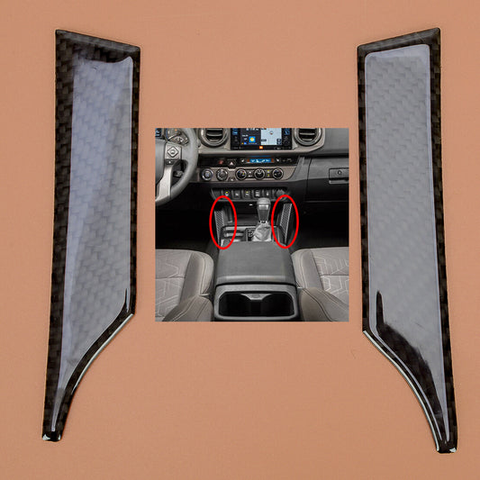 Carbon Fiber Interior Floor Console Cover Trim Fit for Toyota Tacoma 2016-2022