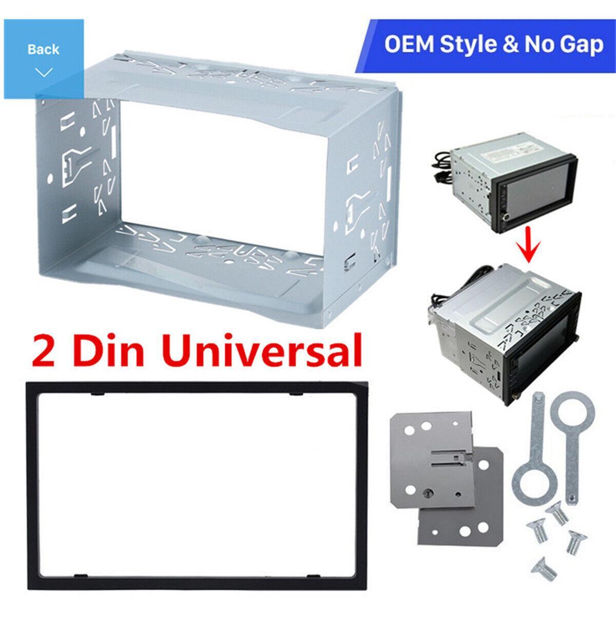 Dual Din Fascia Frame Mount Dashboard Kit for Car Radio DVD Player Stereo - Silver n