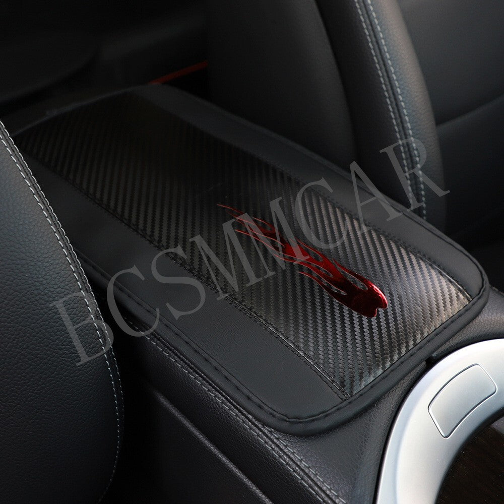 Carbon Fiber Look Car Center Armrest Cushion Mat Pad Cover Auto Accessories