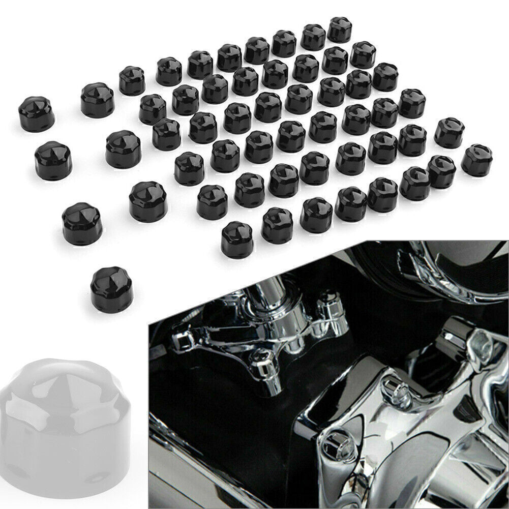 Black Engine Bolt Cap Set Fit for Harley Road King Electra Glide 2009-16 FLHX FLHTK