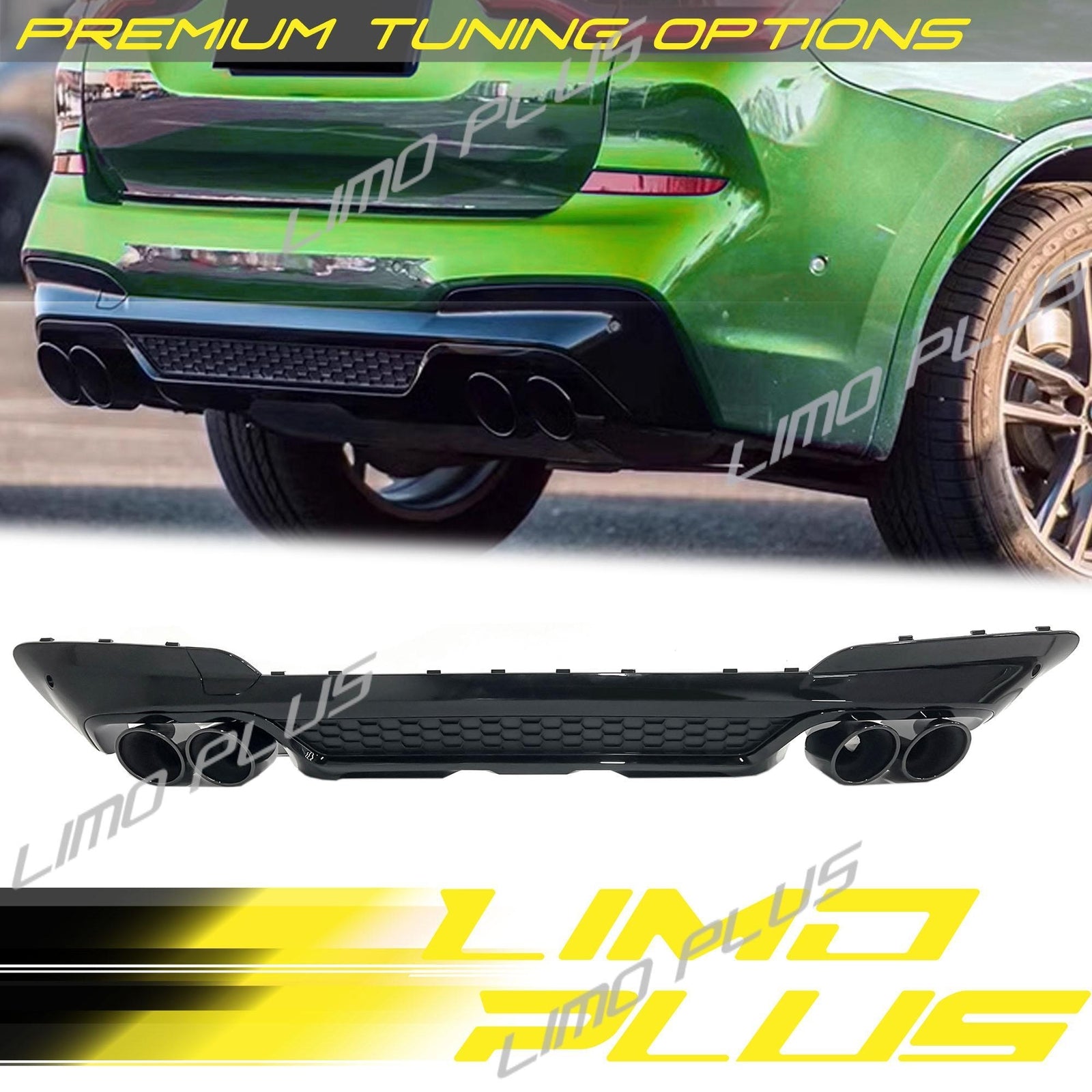 Gloss Black Rear Diffuser w/ Twin Exhaust for BMW X3 G01 30I M-Sport 2018-2021 Q