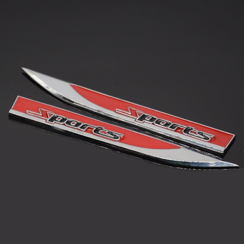 Red Car Flank Fender Sport Metal Dagger Fender Emblem Sticker Badge Decal Racing