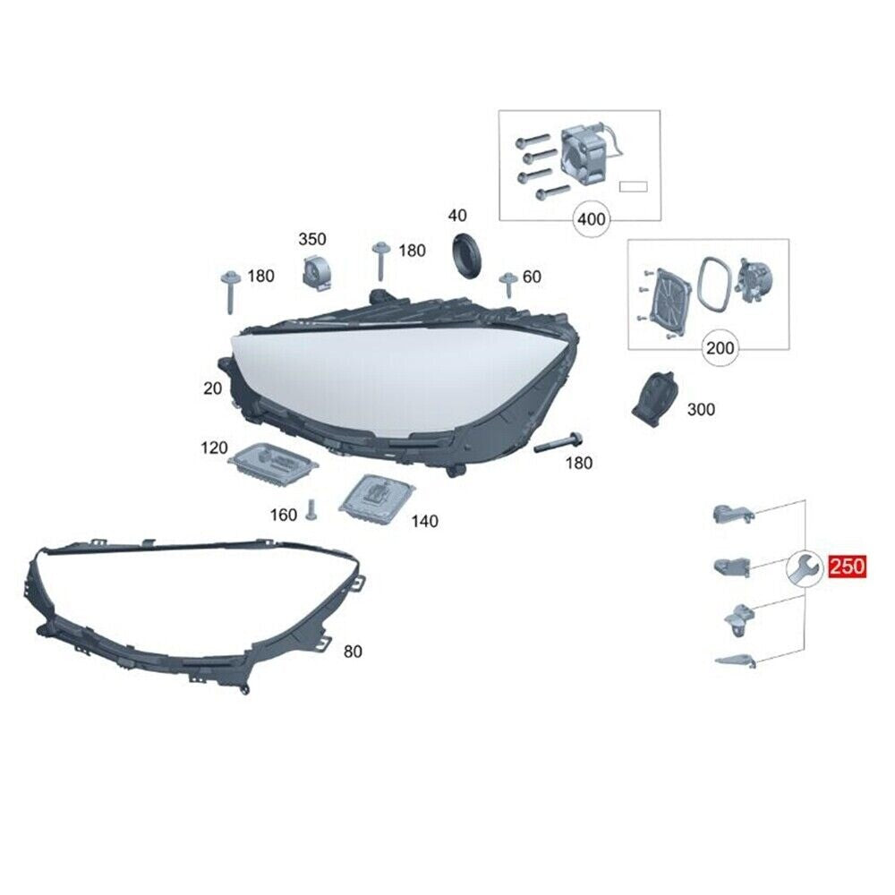 Right Headlight Housing Bracket Kit for S-CLASS W223 2021-2023 New n