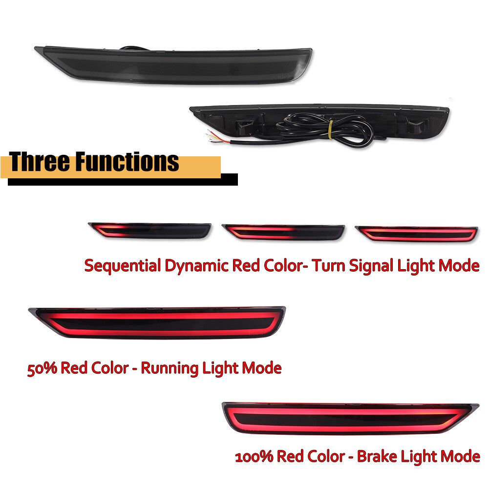 2-piece set of LED bumper reflector signal brake lights for Subaru Forester 08-18 with smoked lens