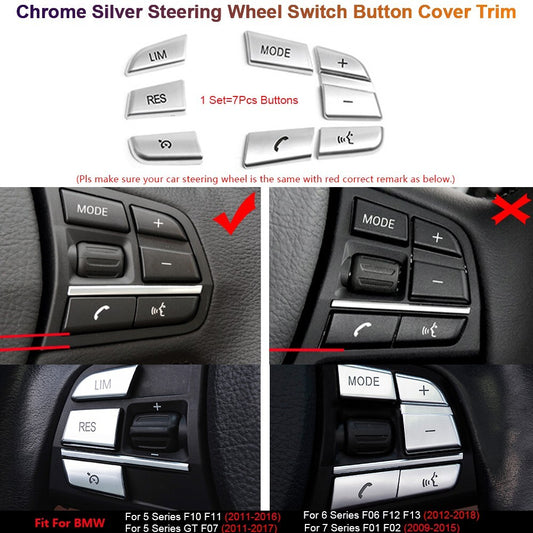 for BMW 5 6 7 Series F10 F07 F06 F01 Car Steering Wheel Buttons Cover Sticker