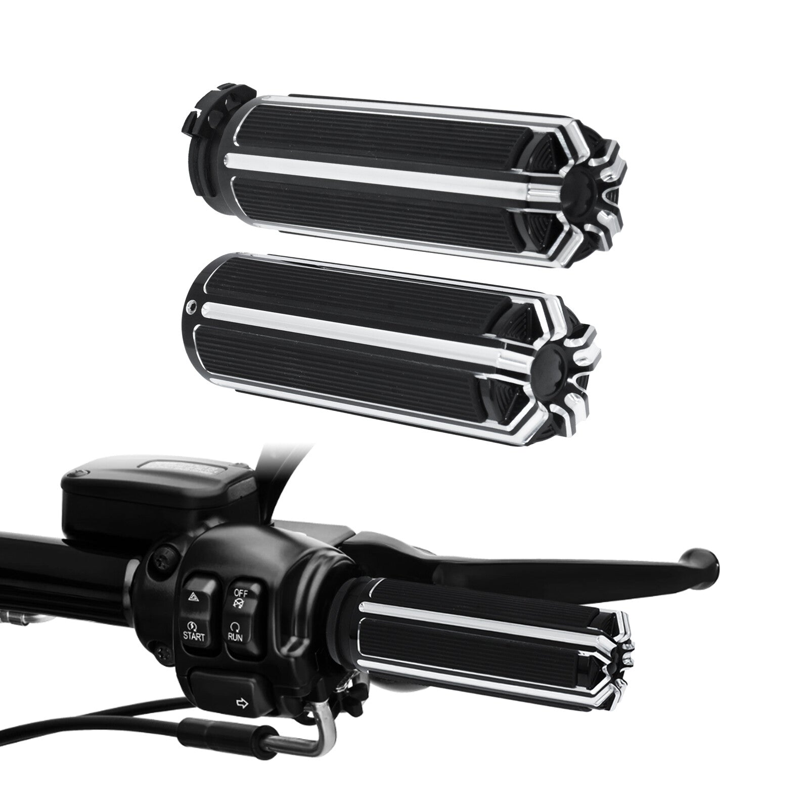 1 Black Motorcycle Hand Grips Fits For Dyna 96-17 Softail 95-15 Touring 96-07