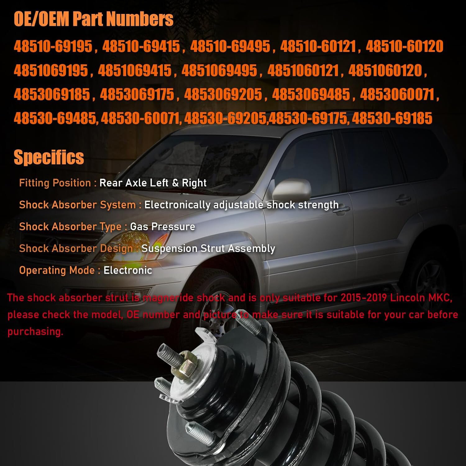 2-Pack for 12-25 for Lamborghini Aventador Rear L&R Shock Absorber Assist with Lifting Magnetic 